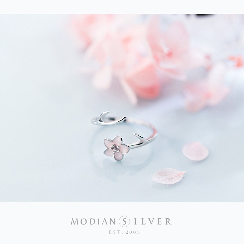 Modian 925 Sterling Silver Lovely Plum Blossom Flower Branch Rings For Women Free Size Rings Fine Jewelry
