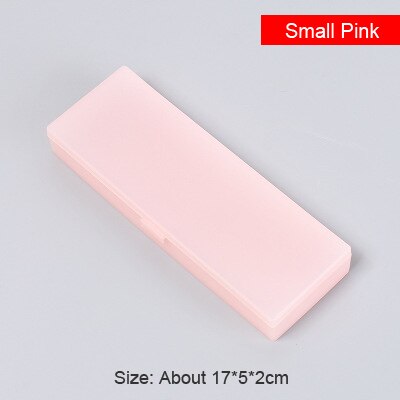 Estuche transparente sencillo para lápices, caja pequeña de plástico para almacenar bolígrafos, material de papelería para aprendizaje y oficina: Small Pink