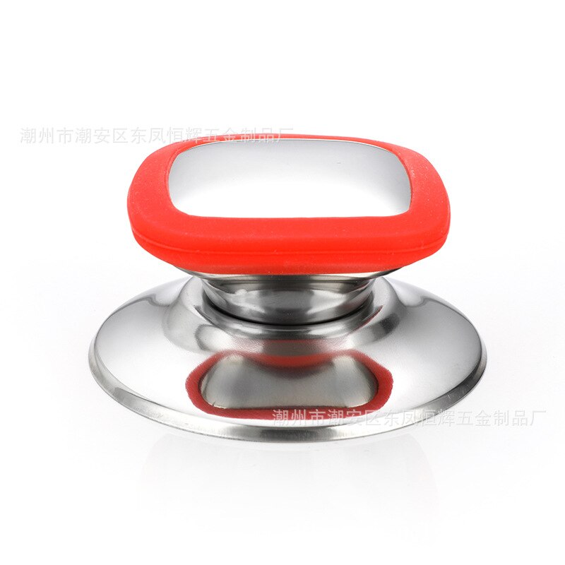 Universal grydelåg i rustfrit stål tophåndtag anti skoldning gryde kedel låg håndtag hætte låg løftemoment køkkenredskaber: Rød