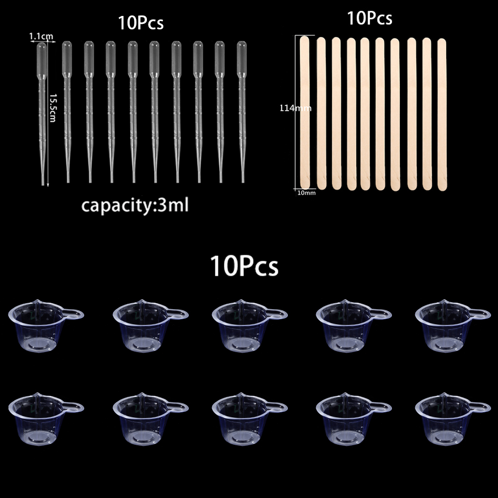 1Set Epoxy Harz, Der Werkzeuge UV Epoxy Harz Casting Machen Schmuck Erkenntnisse Set Messen Tasse Dropper Rühren Stick Werkzeuge: Set03 30Pcs