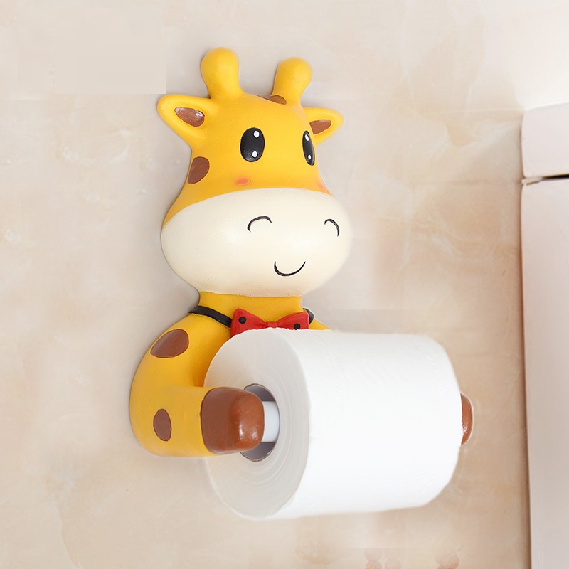 Colgador de toallas para colgar en la pared de perro Giraffe, caja de pañuelos para papel higiénico, decoración de artesanía de resina para restaurante o casa R2034