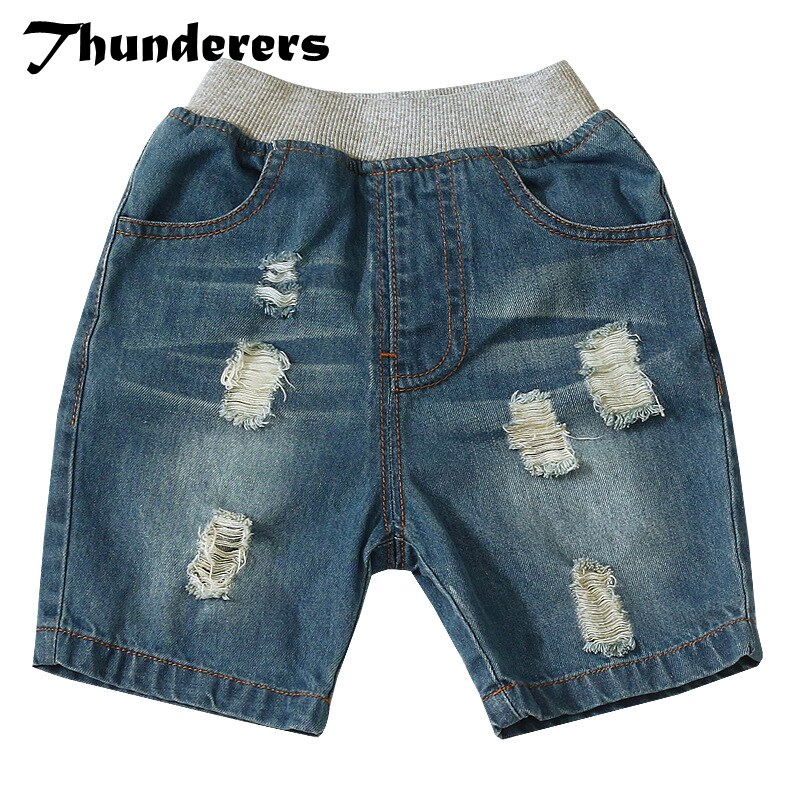 Thunderers Sommer Kinder Jeans Für Mädchen Jungen Denim Zerrissenen Löcher Kinder Kurze Jeans Kleinkind Baby Casual Hosen Kleidung 18M-5Y: 4T