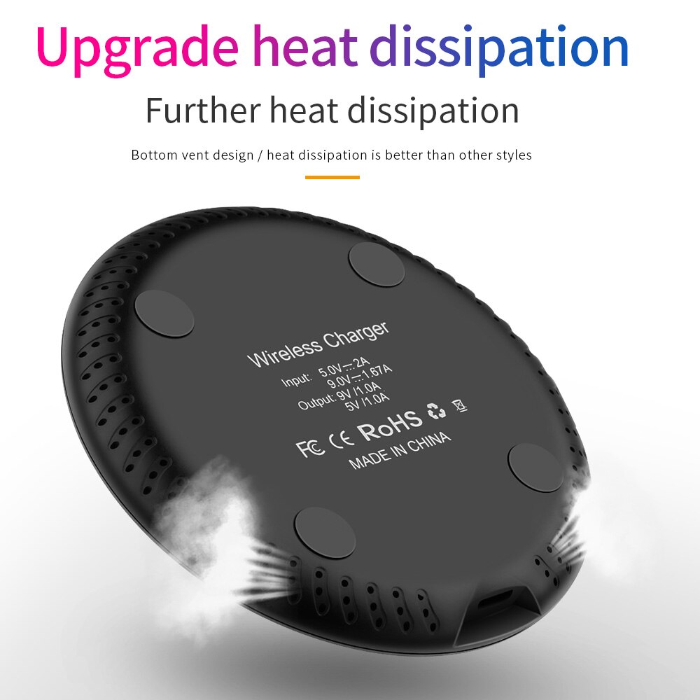 10w qi draadloze oplader voor de ipod x/xs max  xr 8 plus draadloos oplaadpad met ventilatieopeningen voor de  s9 s10+  note 9 8