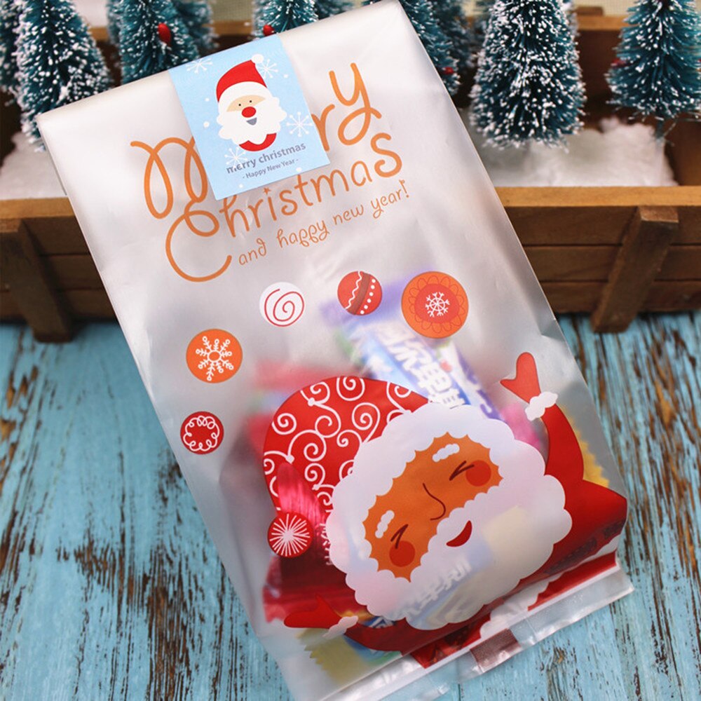 50 stk santa juleposer slikpakningspose præsenterer glædelig juledekoration til hjemår adornos de navidad