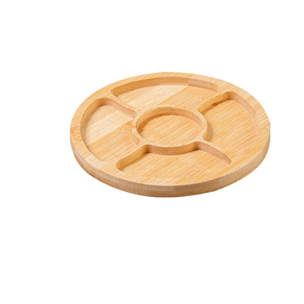 Round Wooden Divided Fruit Tray Nut Platter Handcrafted Snacks Server Dish Wooden Multi-cell Fruit Snack Plate: green