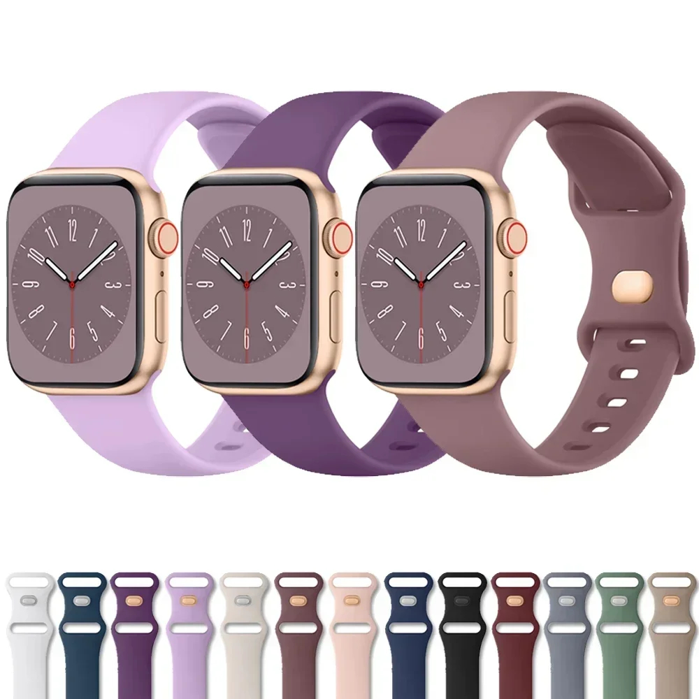 Zachte Siliconen Band Voor Apple Watch 9 8 7 6 5 4 3se Band Voor Iwatch Ultra 49Mm 45Mm 41Mm 40Mm 44Mm 38Mm 42Mm Horlogeband
