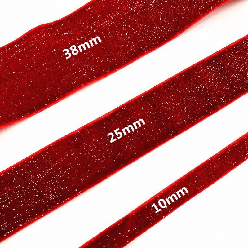 1 yard 10mm 25mm 38mm Goud en Zilver Draad Fluwelen Lint Bruiloft Decoratie Handgemaakte Cadeaupapier haar Strik DIY