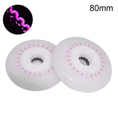 2 st 80/76/72mm in-line speed skate skating led ljus blinkande rullhjul skridskor sport rullskridskor för barn och vuxna: Rosa 80mm