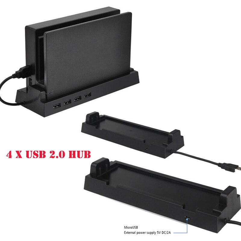 Game Console Holder External Splitter Expansion Adapter 4 USB 2.0 HUB Dock for Nintendo Switch NS Stand