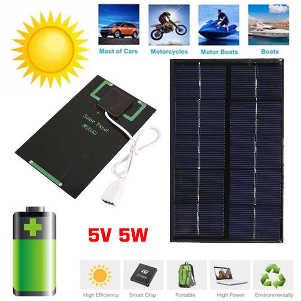 Draagbare 2W 5V Usb Solar Panel Charger Panel Usb-poort Voor Mobiele Telefoon Reizen AUG889