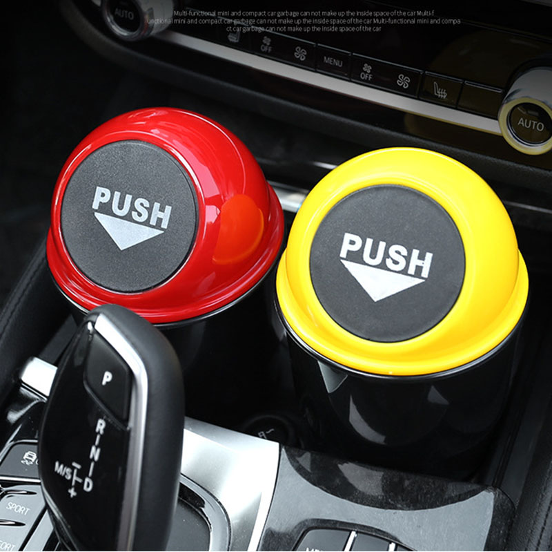 Cubo de basura para coche, contenedor de basura automático, caja para polvo, color amarillo, rojo, azul, negro y gris