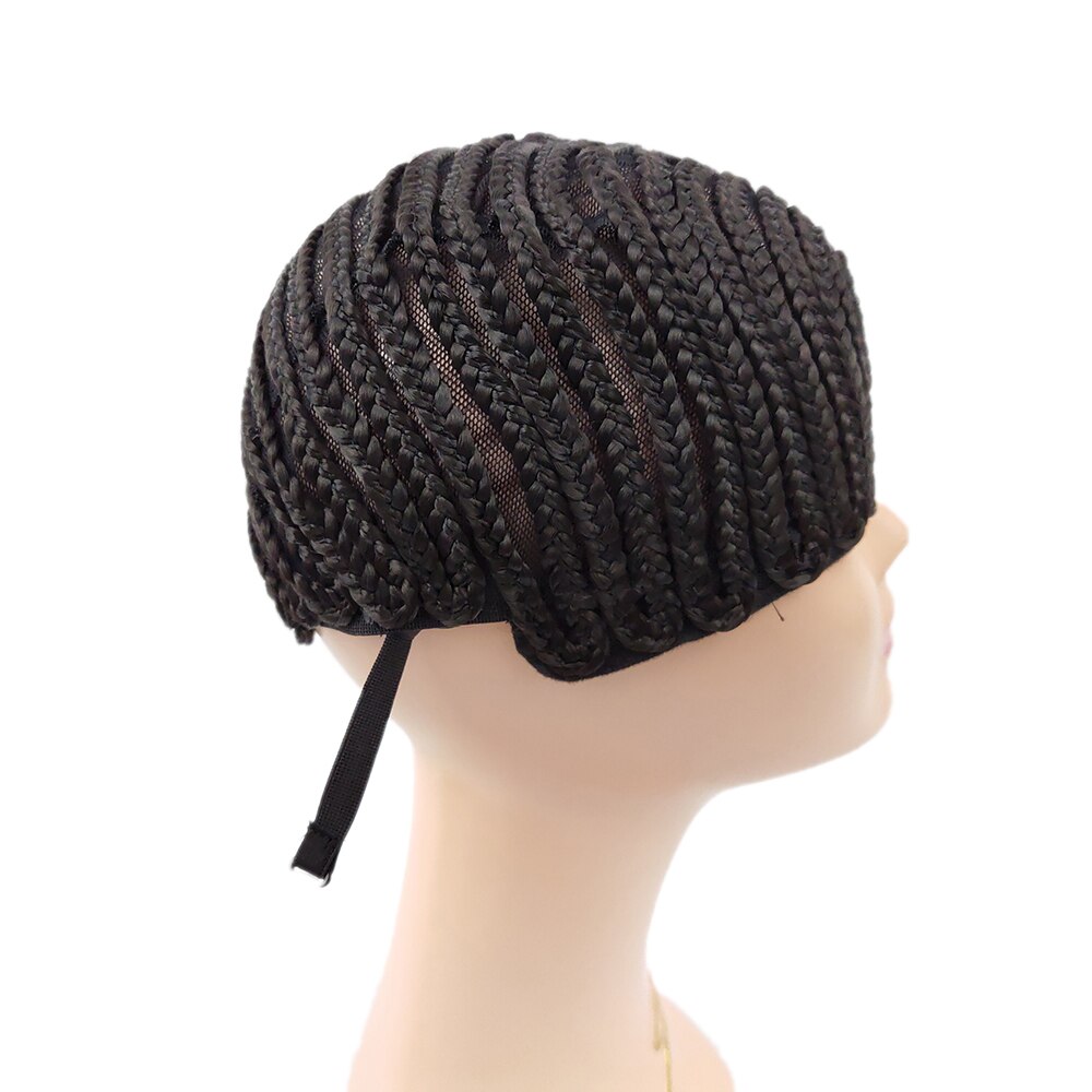 Peluca de trenzas africanas ajustable, 1 tapa de pc, para hacer peluca trenza sintética, correa ajustable, gorro sin pegamento de Color negro, ganchillo