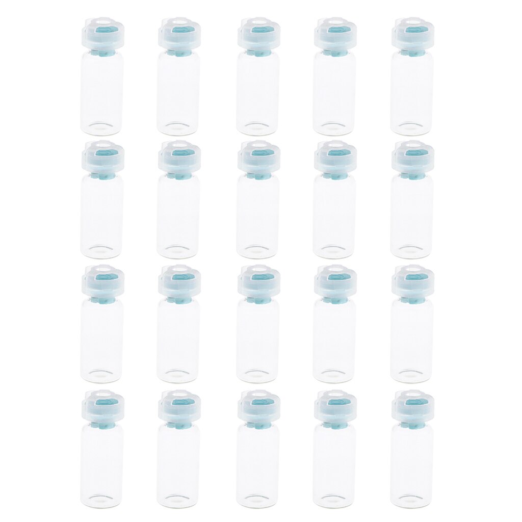 10ml Clear Sealed Liquid Cosmetic Sampling Glass Bottles Vials Plastic Cap: Light Blue