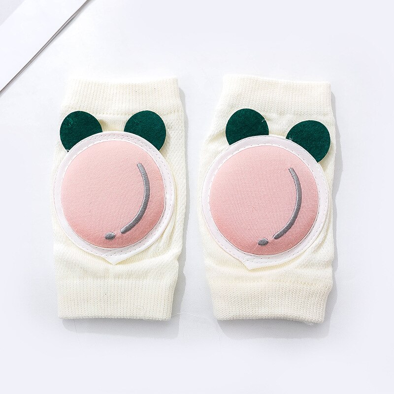 0-3Years Baby Knee Pads Infant Non Slip Crawling Elbow Cartoon Animal Mesh Breathable Kneepads Protector Toddler Safety Cushion: Peach