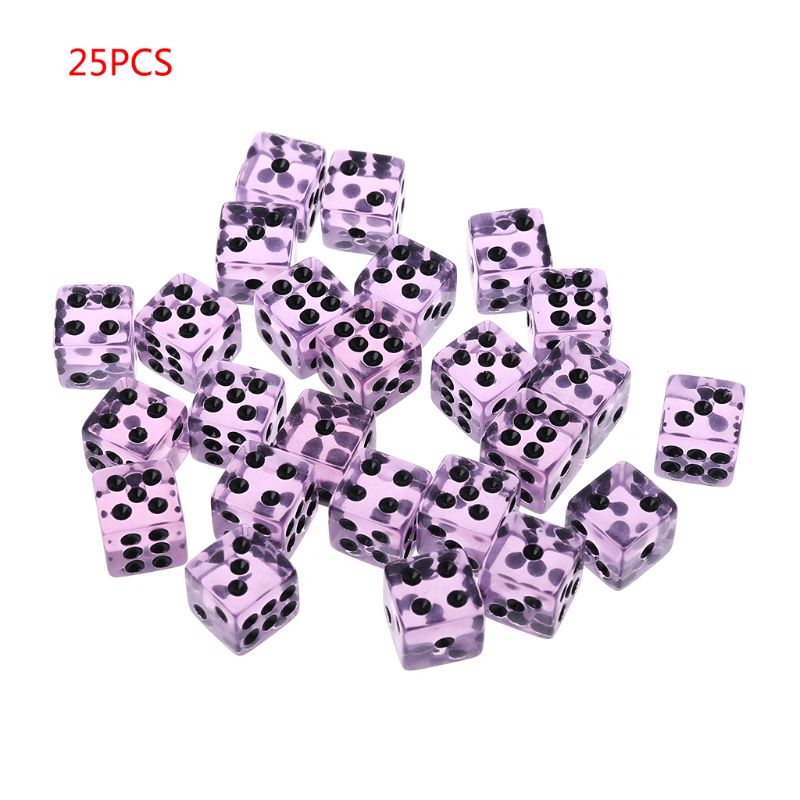 25 Pcs/Set Party Game Dice 12 Square Transparent Dices Colorful Club Play For Dungeon D & D Desktop Table Games