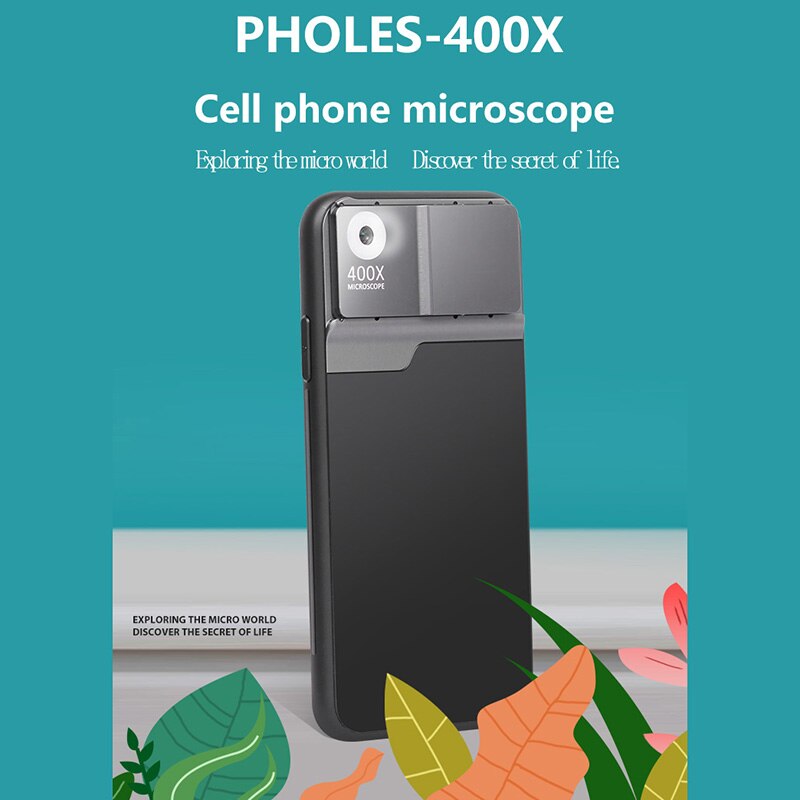 Téléphone portable Microscope HD caméra lumière de remplissage petite Mini Miniature 400X fois lentille pour Iphone 11 Pro Max Etc.