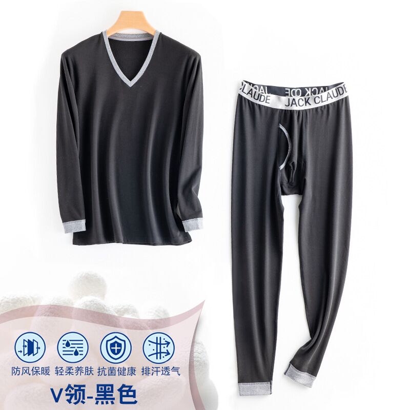 Homme col v sous-vêtement thermique termica Long John ensemble hiver sous-vêtement mérinos pantalon pyjama épais hommes sous-vêtement thermique