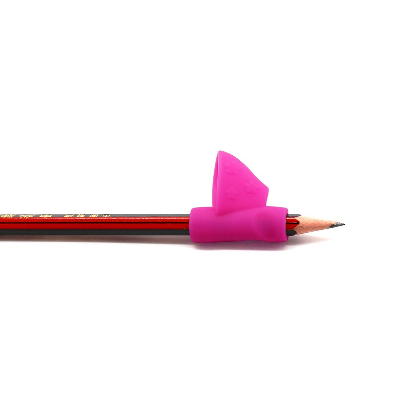 3 unids/set Portalápices para niños herramientas de silicona de dos dedos herramientas de corrección ergonómica de la postura agarre del lápiz agarre de la ayuda para escribir: Rose Red