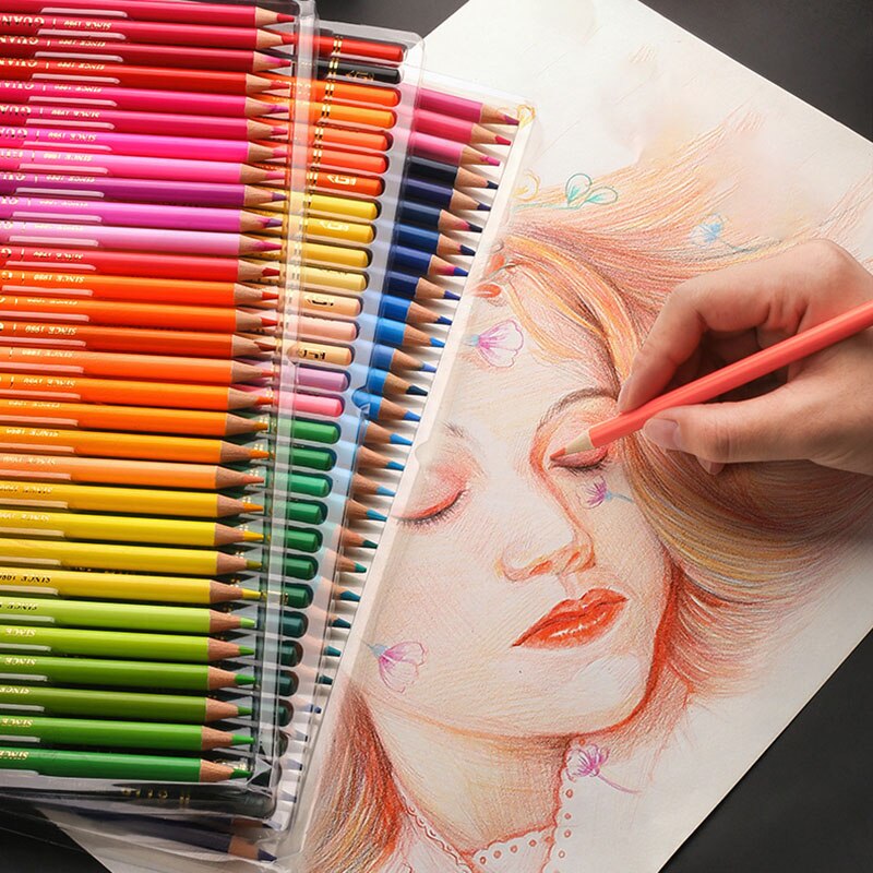 Kit de lápis de aquarela profissional para desenhos, lápis de cor 48/72/120/150/180, para pintura e desenho de crianças, material de arte