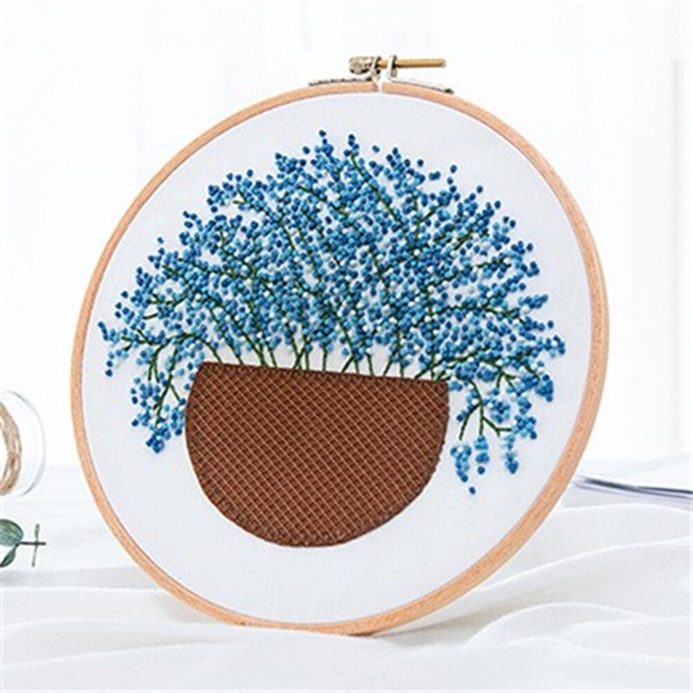 Blossom Patterns Embroidery Needlework Cross Stitch Kits DIY Gypsophila Canvas Embroidery Needlework DIY Framed