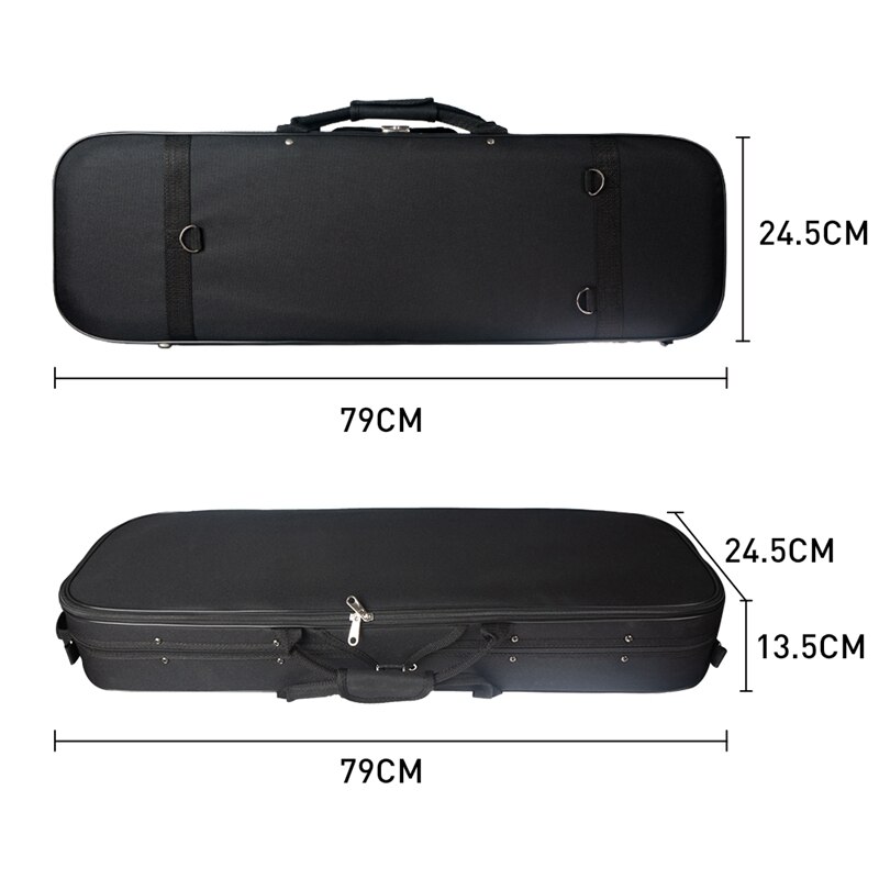 Rectangular Violin Case 4/4 3/4 1/2 1/4 with Hygrometer Black Oxford Built-In Violin Case