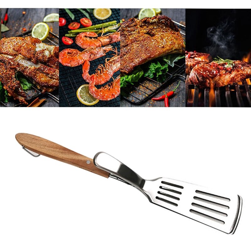 Roestvrijstalen barbecuetang, gefrituurde biefstukschep, gefrituurde visschep, bbq broodklem, keukenbroodklem, vleesklem