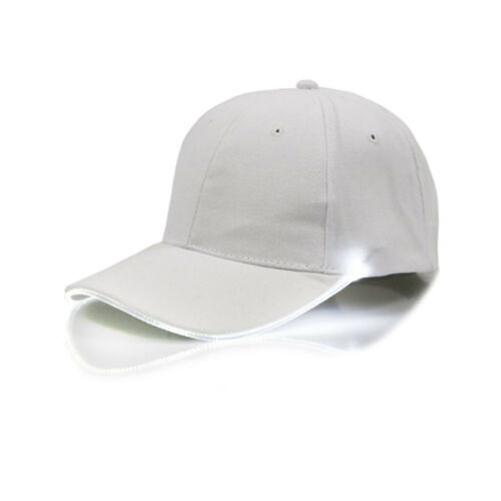 Casquette à visière lumineuse avec Led, nouvelle décontracté, de Baseball, Hip-hop, ajustable, pour le sport: WHITE