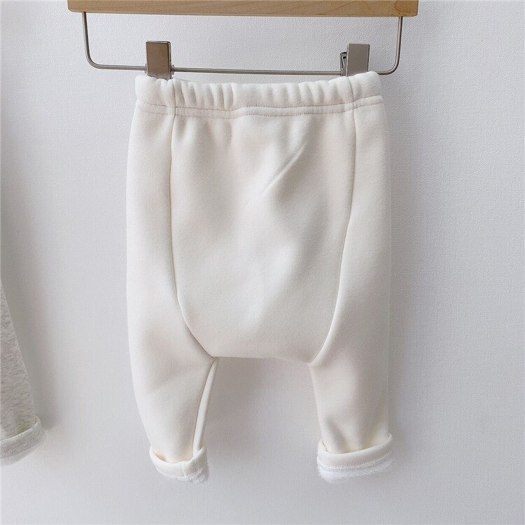 Baby Boys Girls Plus Velvet Thick Pp Pants Toddler Solid Harem Pants Little Girls Casual Pants Boys Leggings Kids Bottoms: 7892 white / 6M   66cm