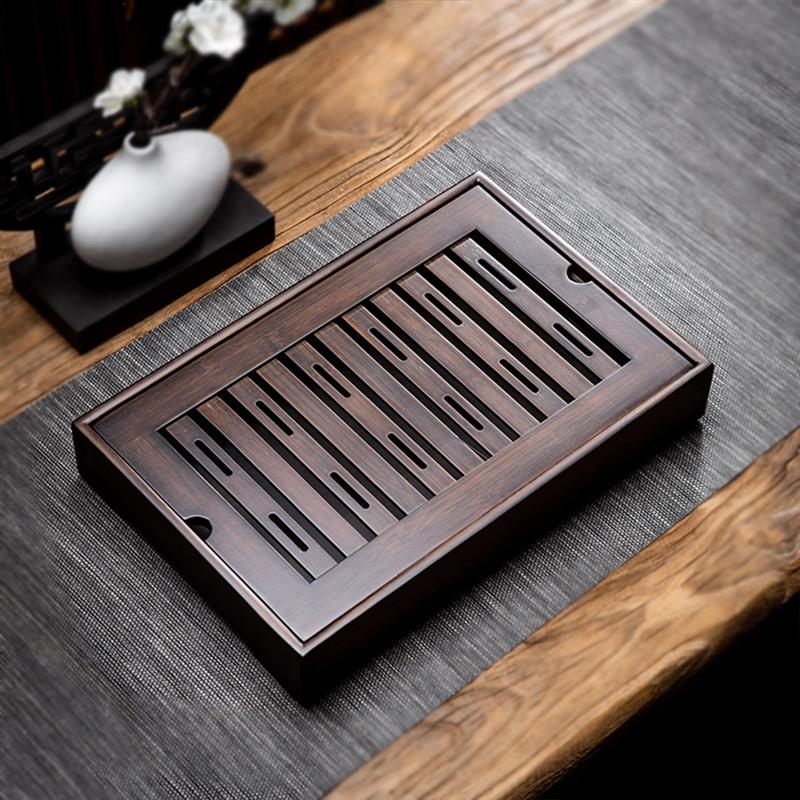 Walnoot Houten Thee Dienblad Chinese Thee Serveren Kung Fu Thee Trays Milieuvriendelijke Tafel Water Opslag Trays Met Water Opslag Theewaar: 02