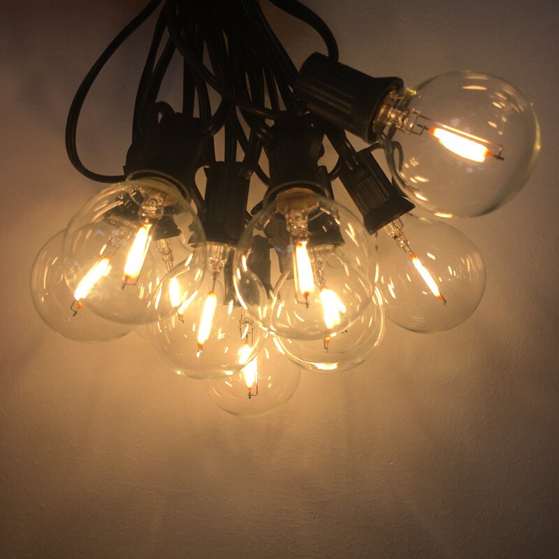! led  g40 färgglada glödlampor klotslingor 25 st innergård vattentät lampa glas glödlampor bröllop hem trädgård inredning: Varm vit / Ac110v us-kontakt