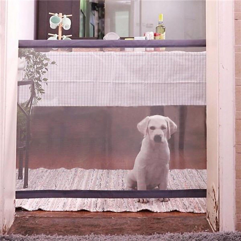 Baby gate bærbar foldbar sikker vagt hund gate beskyttelse sikkerhedsprodukter mesh magiske pet gate baby hegn genial mesh på tv