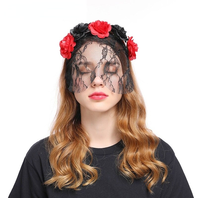 Halloween hoofdbanden - bloemen - Dag van de Doden - Mexicaanse Bloem Rose Kroon
