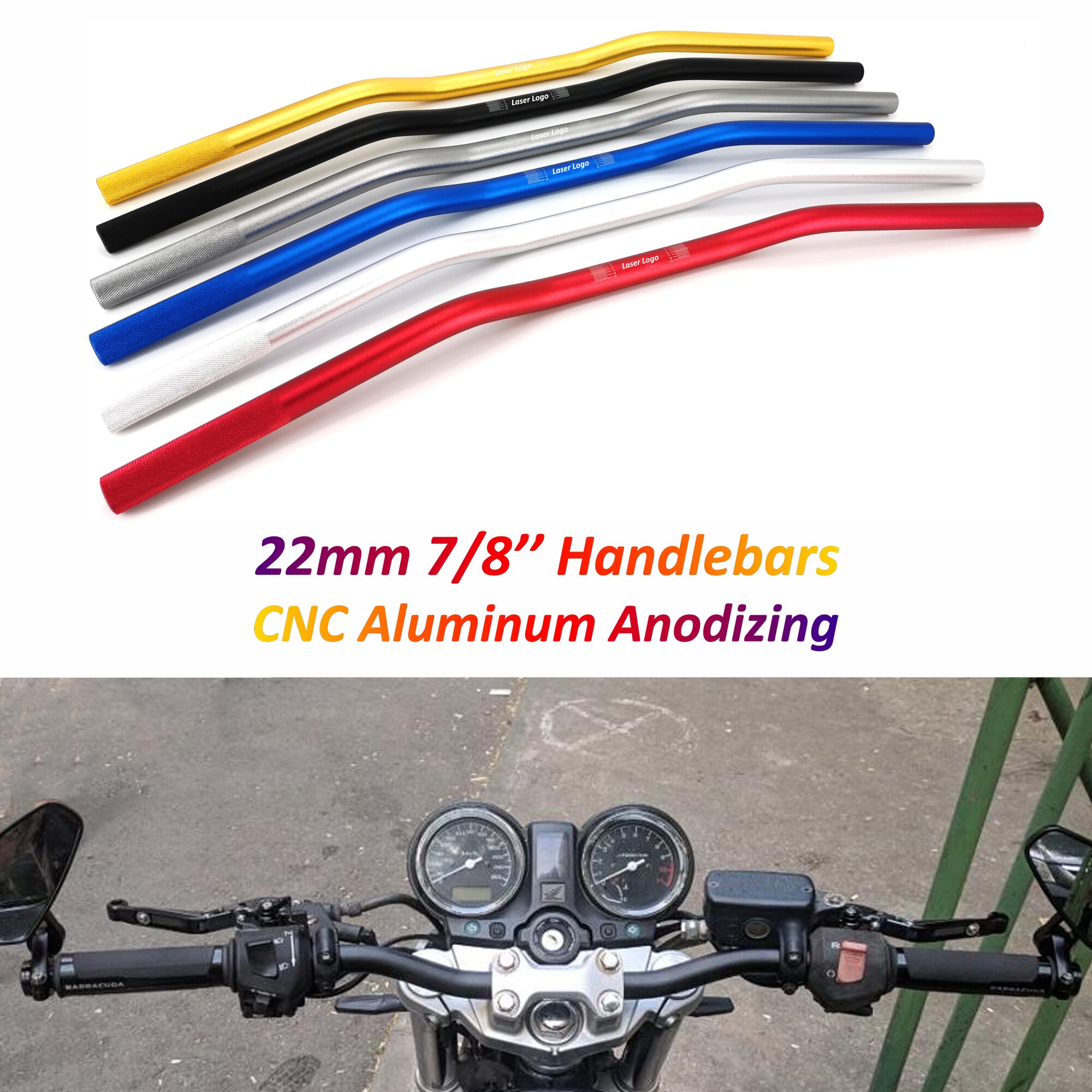 Motorcycle Handlebar 22mm CNC Aluminum Alloy Handle Bars for Honda NC750X PXC CB1000R CB500X MT09 R1 Z750 Z900 Z1000 Cafe Racer