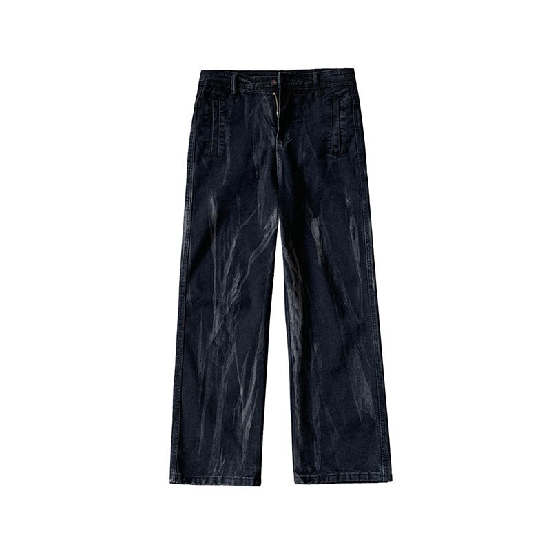 Style coréen cravate-teinture jean hommes décontracté rétro Denim pantalon hommes Streetwear lâche Hip-hop droite large jambe jean hommes