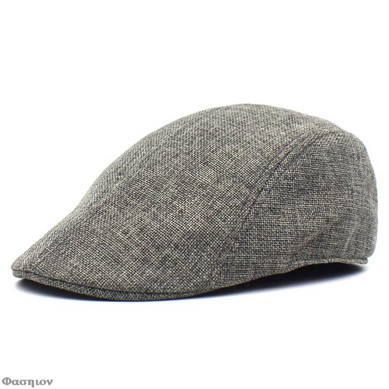 Western Style Classic Irish Flat Ivy Cap Tweed Newsboy Cap For Men Dark Grey Khaki Retro Cap For Men And Women: HT6572GY