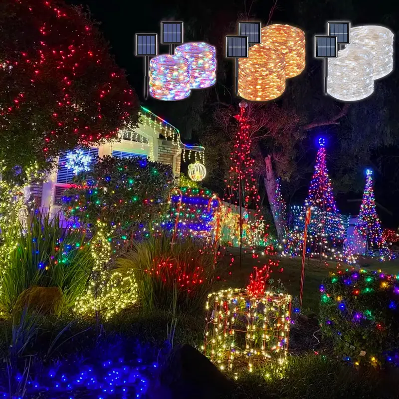 Solar Fairy String Lights 32M Solar Led Light Outdoor 8 Modes Waterproof, Solar Lights For Garden Led Lights Christmas Decor