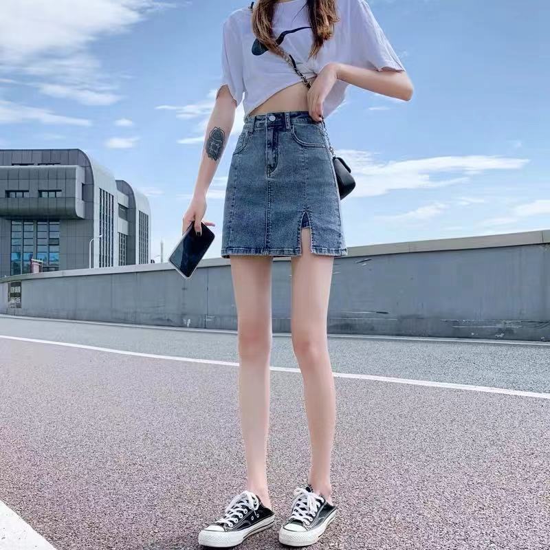 Jupe courte en Denim taille haute pour femmes, été 2022