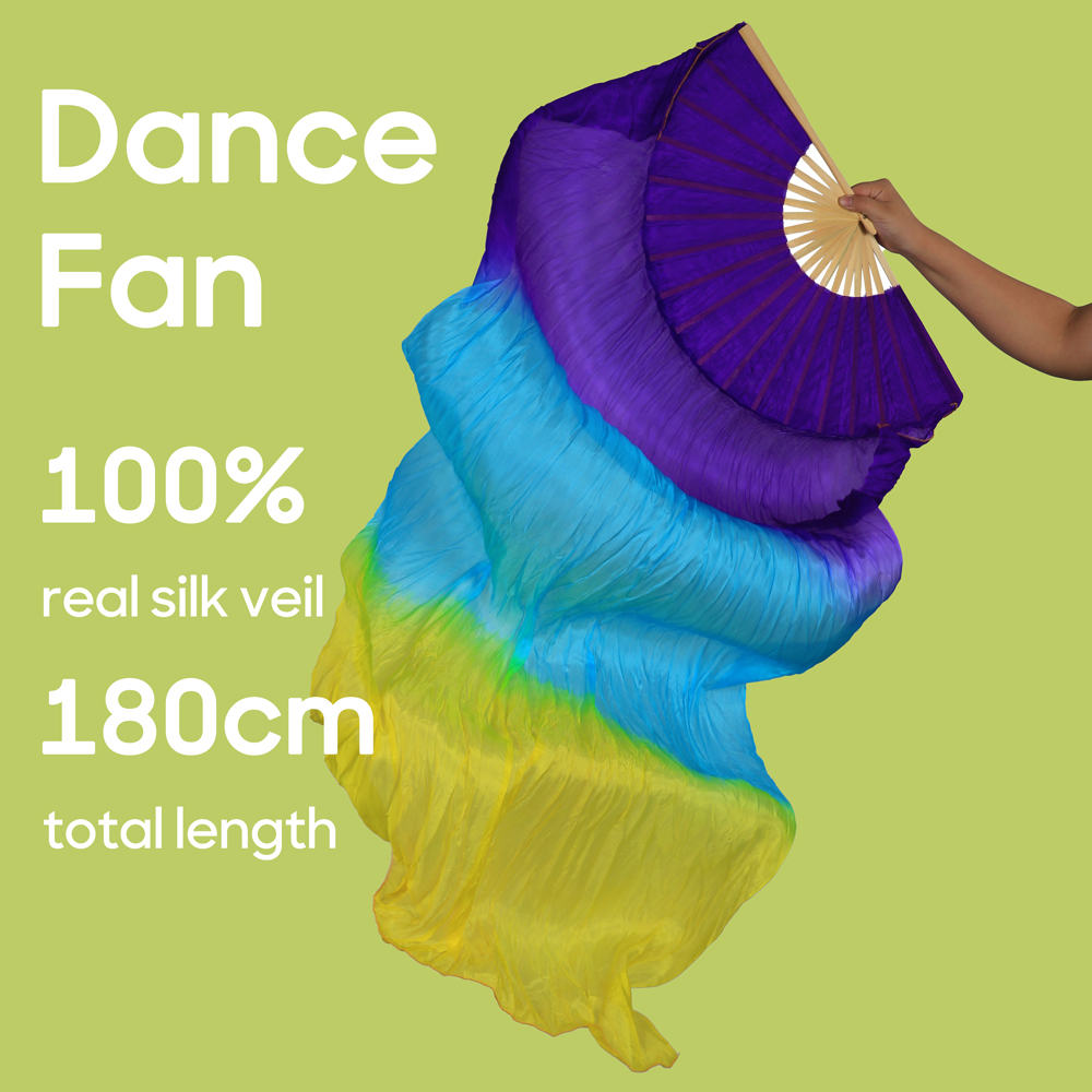 Wachlarz robić Tańca Brzucha Damski 100% Jedwab Prawdziwy Woale Składany Wachlarz Rekwizyty robić Ćwiczeń Tańca Akcesoria robić Występów Scenicznych Strój Taneczny