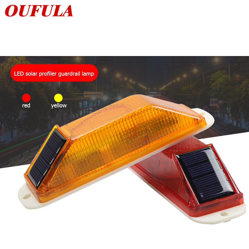 Oufula Solar Indicator Lichten Rood Geel Vangrail Bouw Reflecterende Overzicht Mark Strobe Knipperlicht
