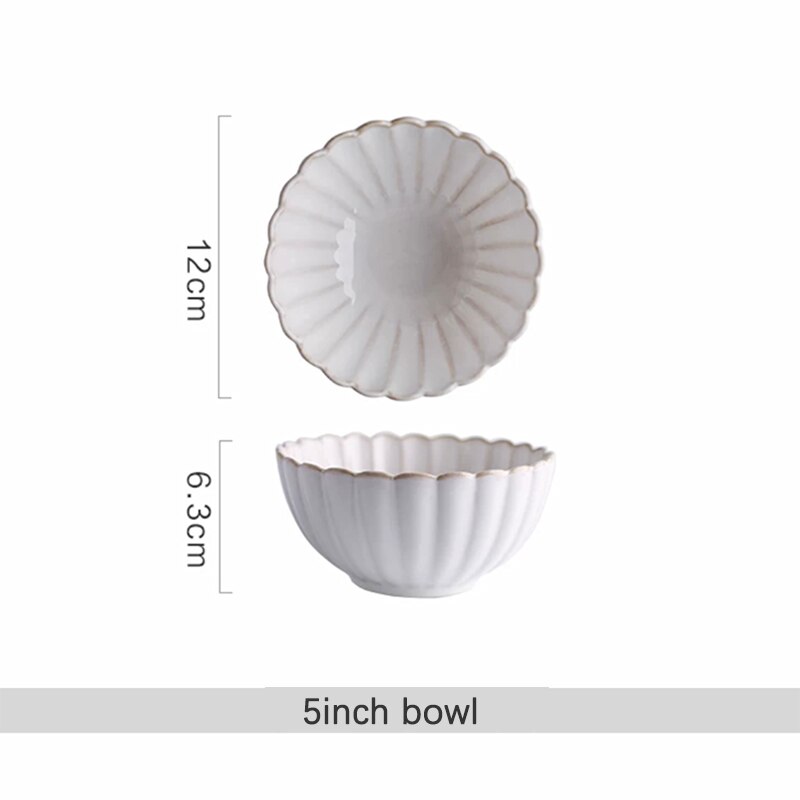 Ceramic Dinnerware Set Food Plates Dishes Dinner Plates Salad Soup Bowl Klin Glaze White Plates and Bowls Set for Restaurant: 5inch bowl