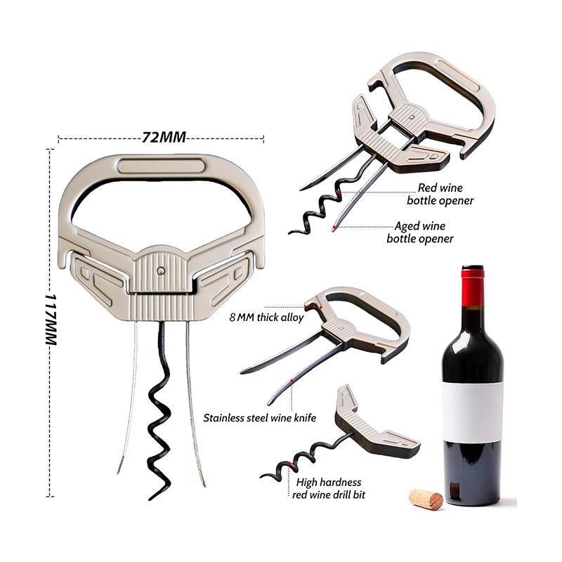 Weinkorkenzieher, zweizackig, besonders abnehmbar, für ältere und zerbrechliche Weinkorken, zweizackiger Korkzieher, alter Vintage-Korkenzieher für Ah und So Wine