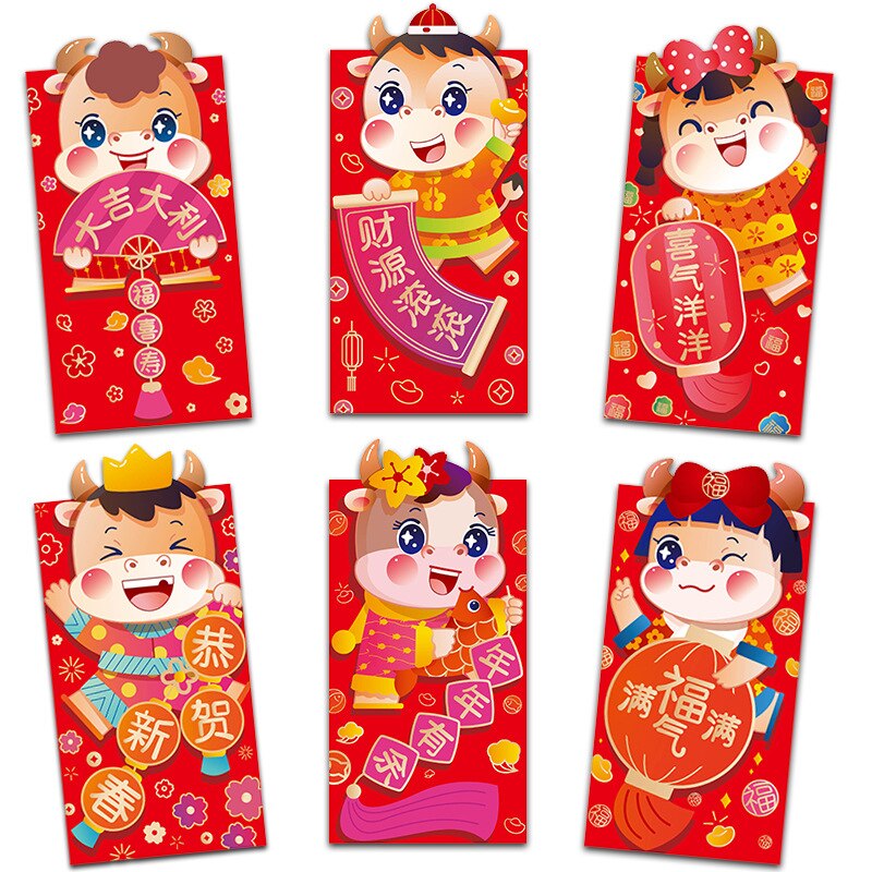 6Pcs Lucky Envelope Chinese Year CNY Red Packet Angpao Hong Bao: 4