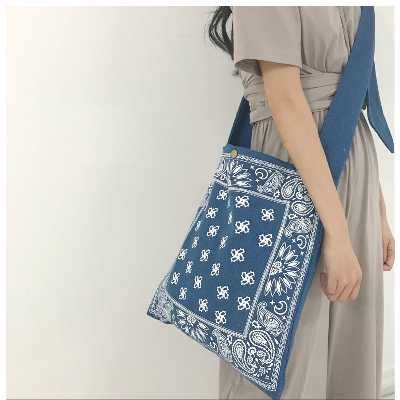 Bolso holgado con correa ancha para mujer, bandolera de Bohemia, informal, de gran tamaño, Hippie, Gypsy: Azul