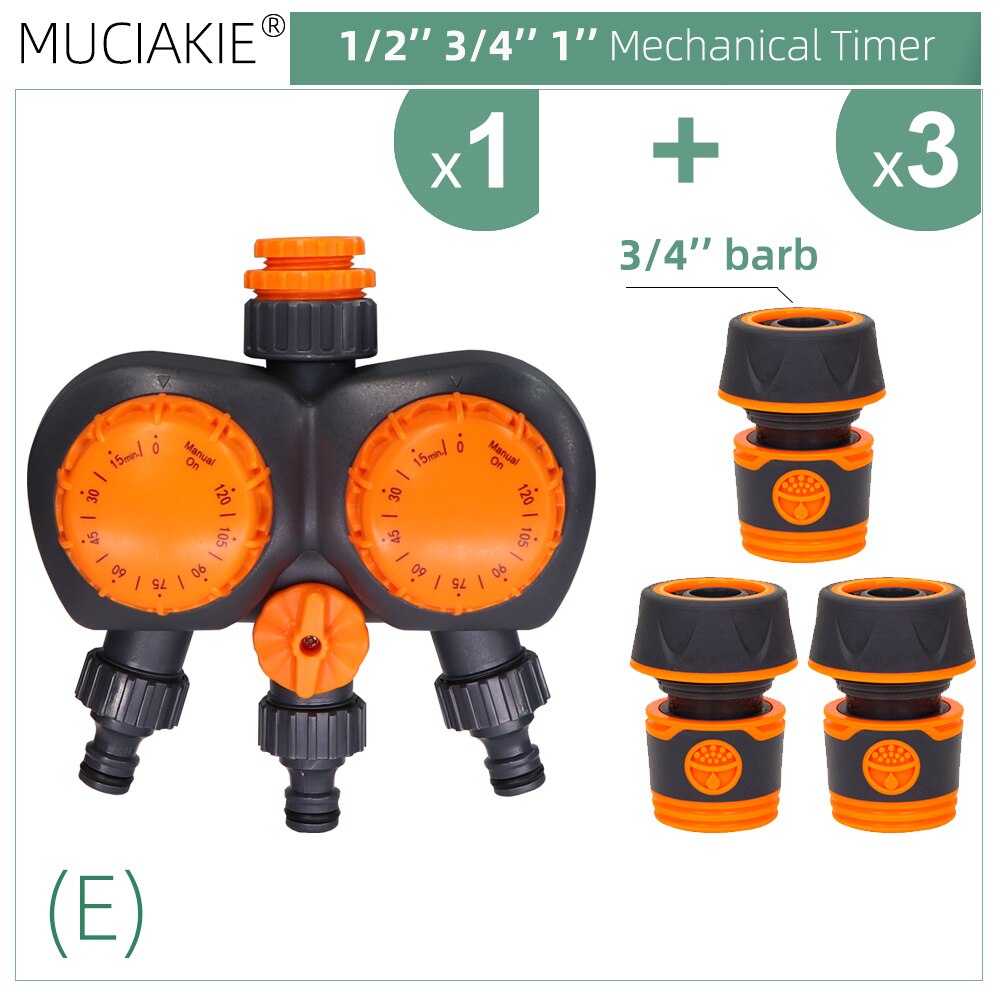 Garden Mechanical Timer Double Control 3-Way Watering Irrigation Automatic Controller for Greenhouse Plants Irrigation System: E