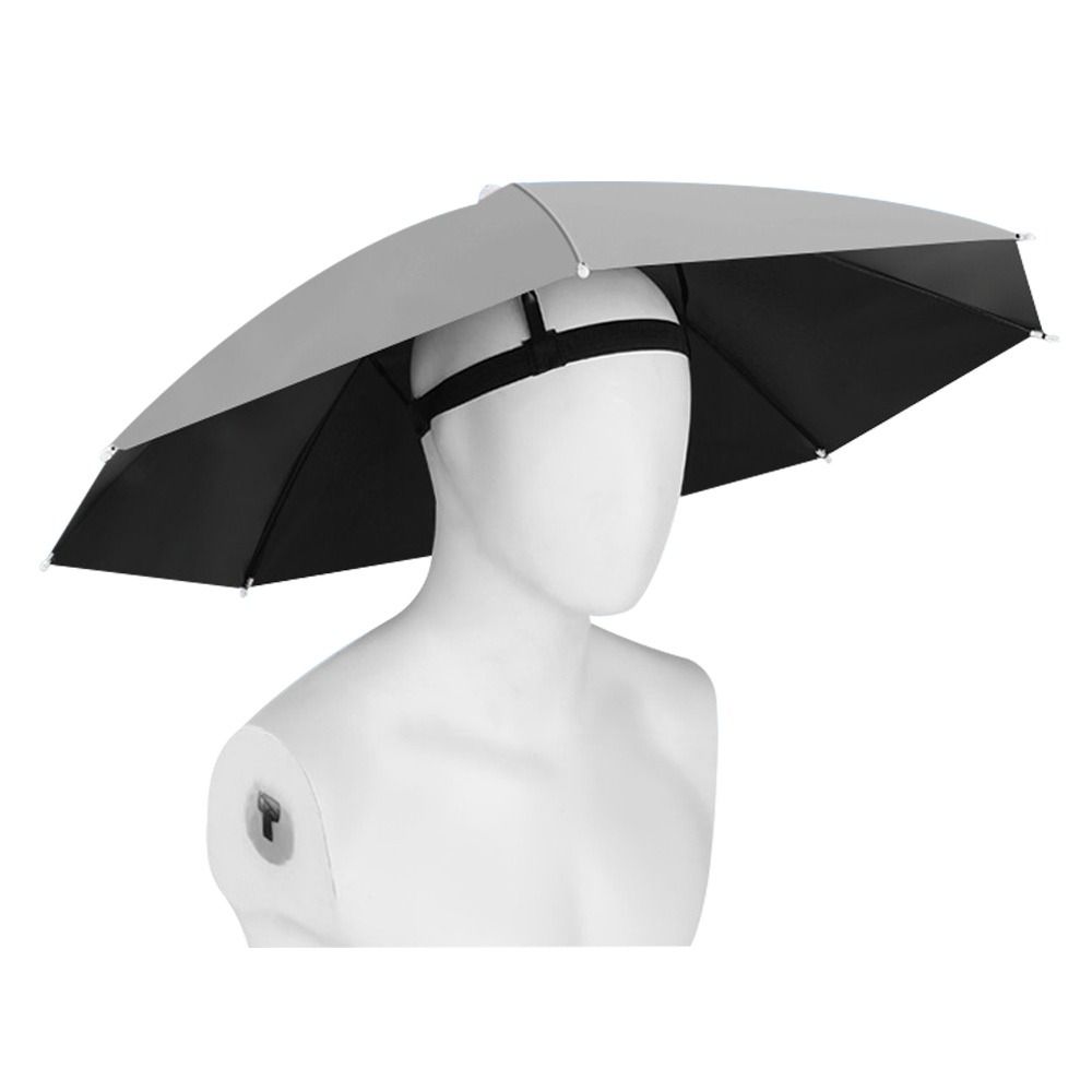 Foldable Head Umbrella Hat Windproof Fishing Head Wearing Sunshade Rain Gear Outdoor Portable Umbrella Camping Beach Head Hats: Blue
