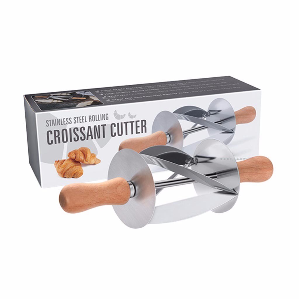 Rustfritt stål croissant brøddeigskjærer rullehjul deig konditorkniv treskaft kjøkken bakekniv: Default Title
