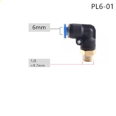 PL Pneumatic connector 4mm-12mm Hose OD 1/8" 1/4" 3/8" 1/2" Male Thread Pneumatic Tube Elbow Connector Tube Air Push In Fitting: PL6-01