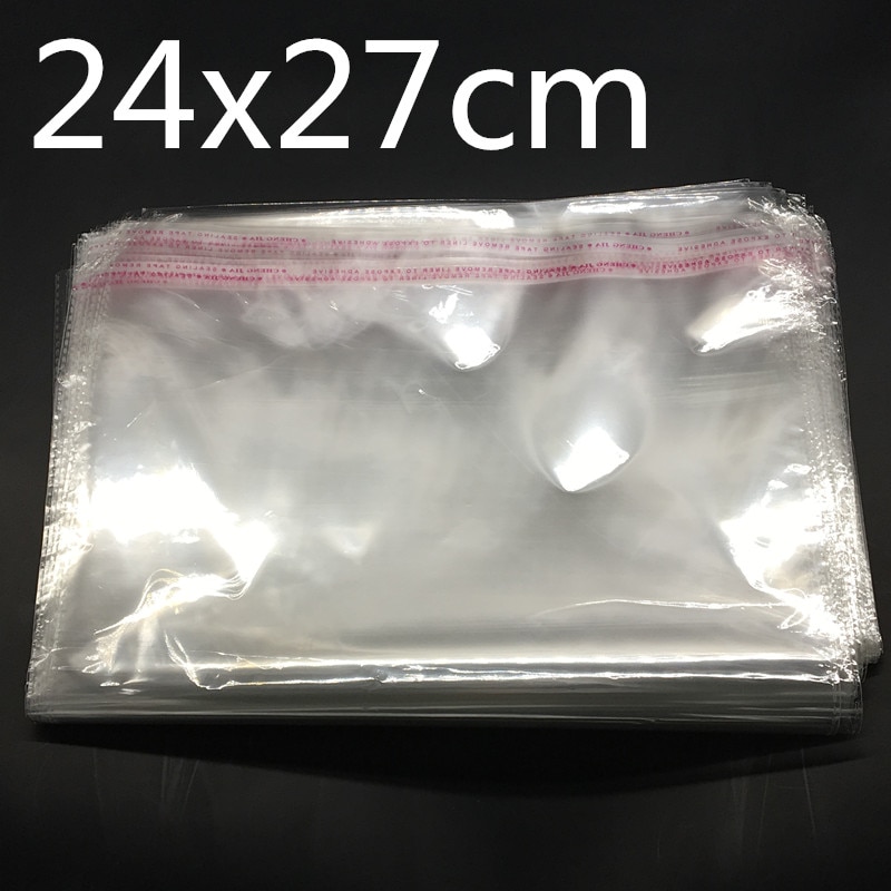 100 Stks Clear Zelfklevend Seal Plastic Zakken Transparant Opp Verpakken 24x27 cm