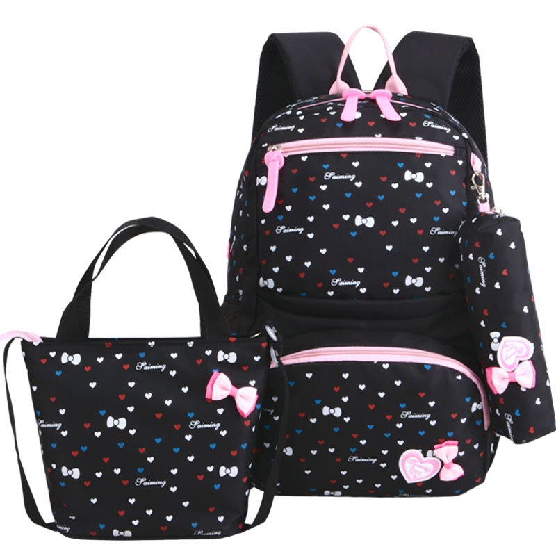 Teenagers girls Lightweight waterproof school bags star printing children school backpacks child orthopedics schoolbag bolsa: 2 Black