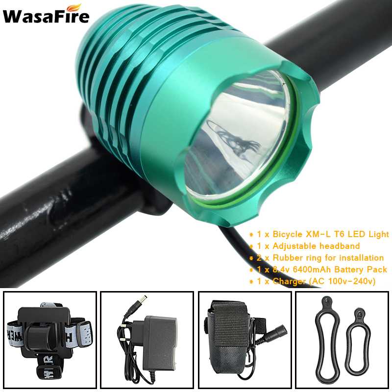 WasaFire Bicycle Light XML T6 Bike Light Night Safety Warning Headlight Cycling LED Flashlight Lanterna + 18650 Battery +Charger: Type C1 as picture